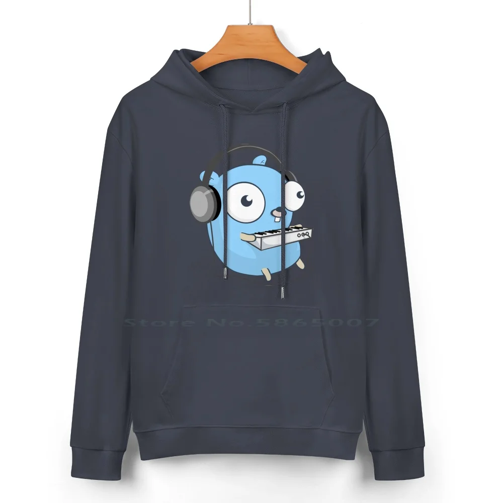 The Golang Mascot : Music Pure Cotton Hoodie Sweater 24 Colors Go Backend Golang Logo Go Scripting Go Language Go Programming