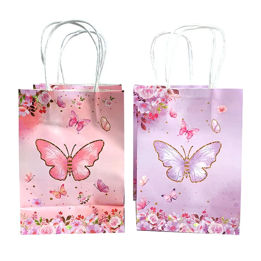 4/8/12/16/20pcs sacchetti regalo per feste a farfalla sacchetti di carta colorati sacchetti per dolcetti bambini farfalla decorazione per feste di