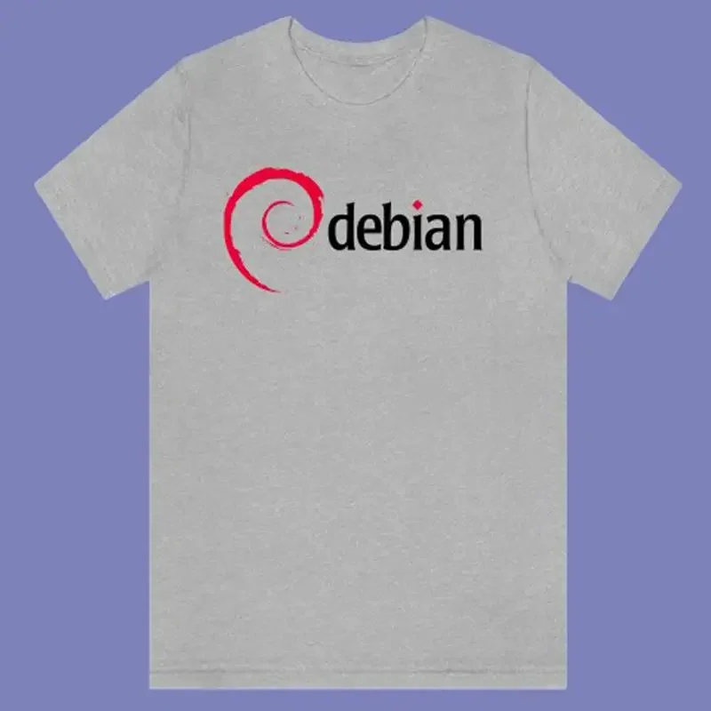 Linux Debian Men's Grey T-shirt Size S-3XL