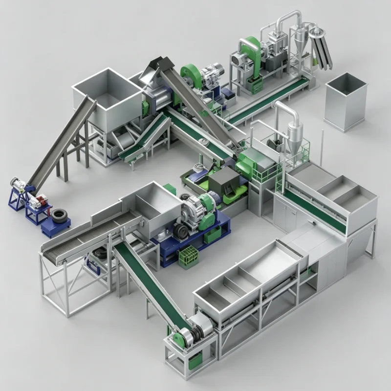 Tyre Recycling Machine Tire Shredder Rubber Recycling Equipment Tire Processing Machine Rubber Granulator Tyre Cutting Machine