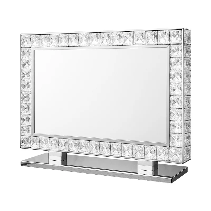 

French crystal led cosmetic lamp high-end vanity mirror desktop stainless steel cosmetic mirror factory
