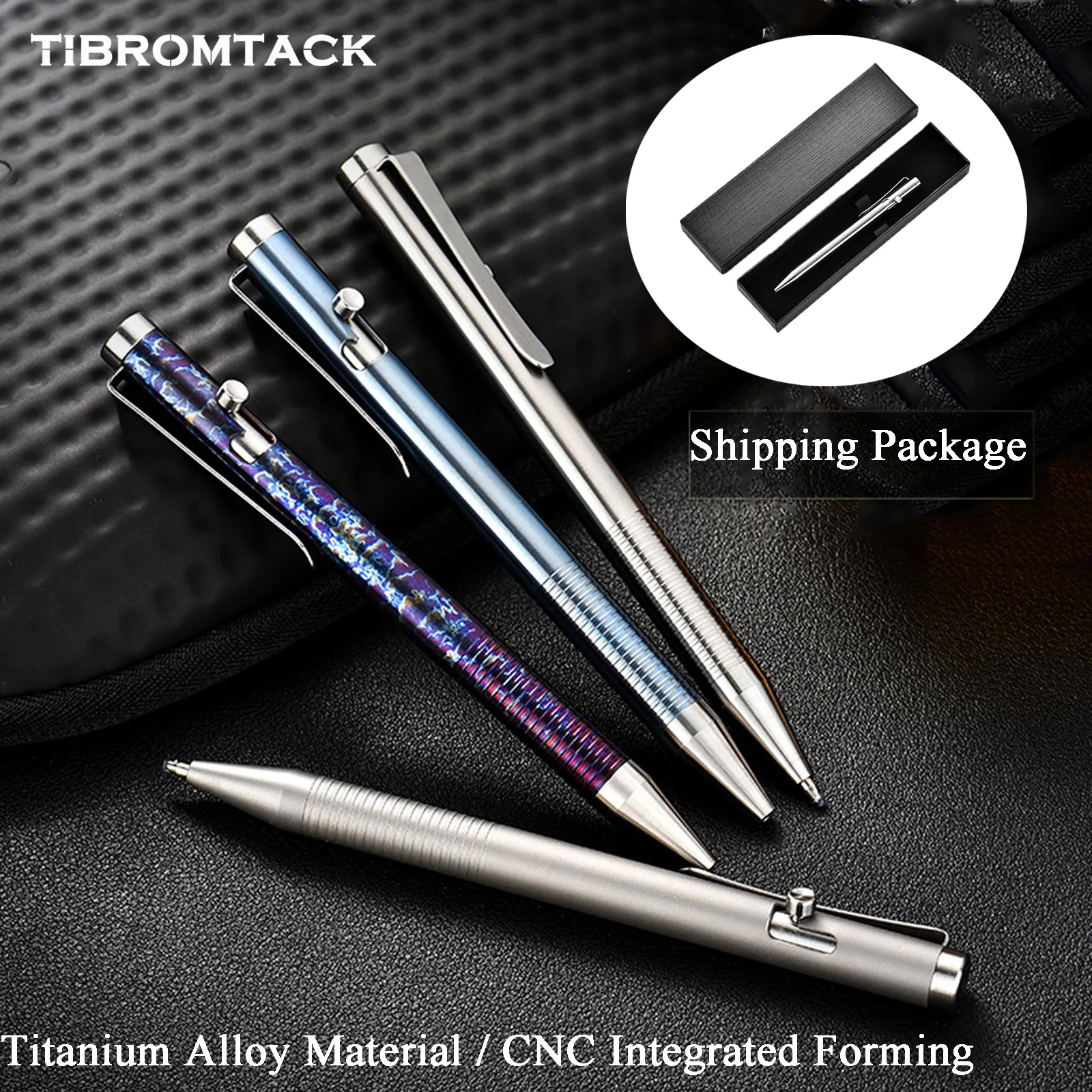 TIBROMTACK Pure Titanium Bolt Action Pen - 12cm Lightweight 21.5g Metal Alloy Writing Instrument | Steel-Strength Tactical Pen f