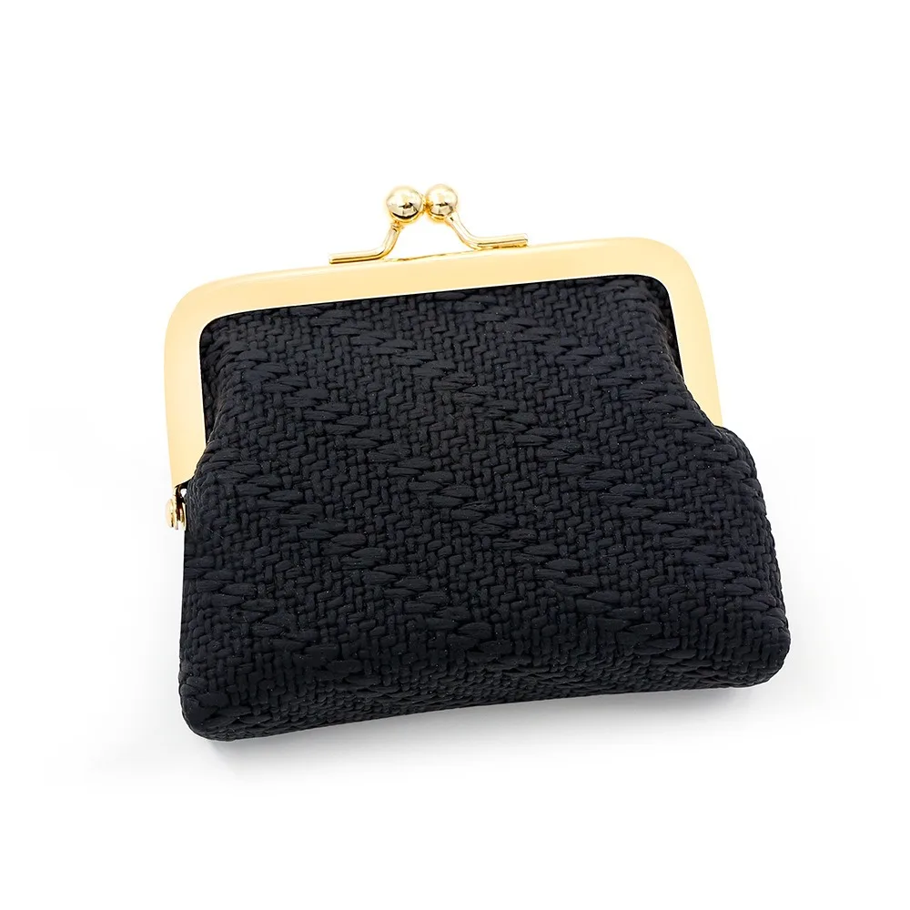 

New Retro Women Coin Purse Solid Color Large Capacity Small Fragrant Clip Wallet Card Holder Coin Pouch