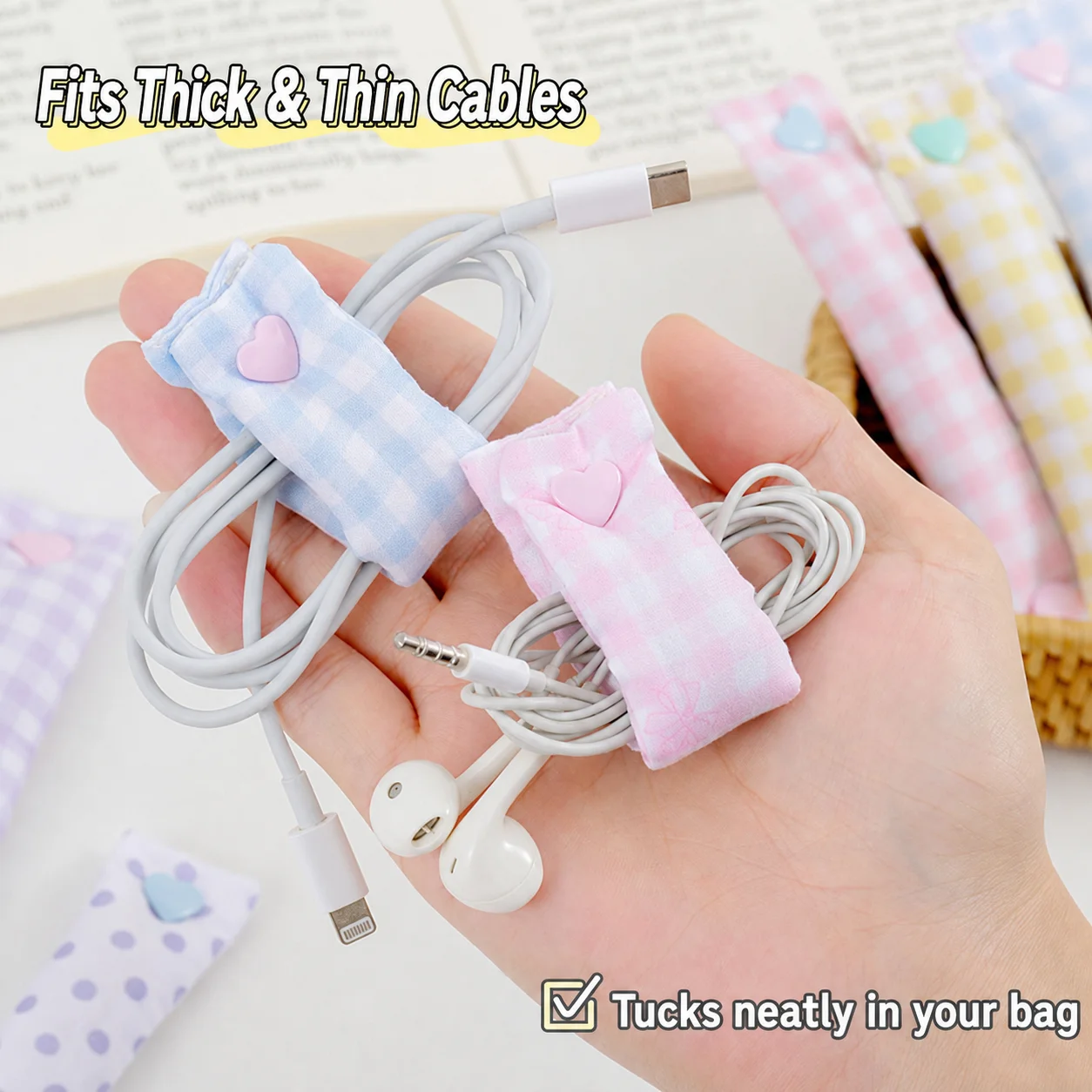 Portable Cable Storage Compact Cable Winder Cable Organizer Soft For Backpacks Daily Commuter Bags Travel Bags