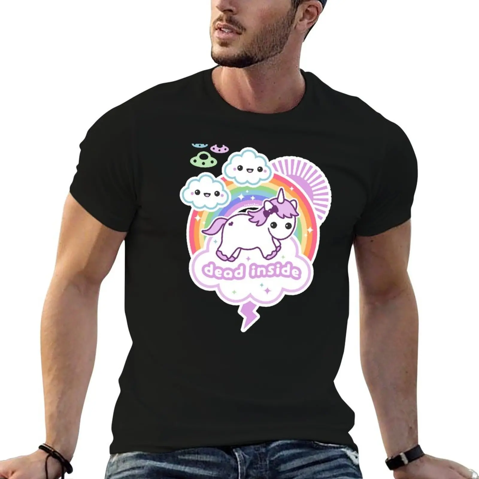 Pastel Goth Dead Inside Unicorn T-Shirt croswit shirt man custom t-shirts shirts men graphic