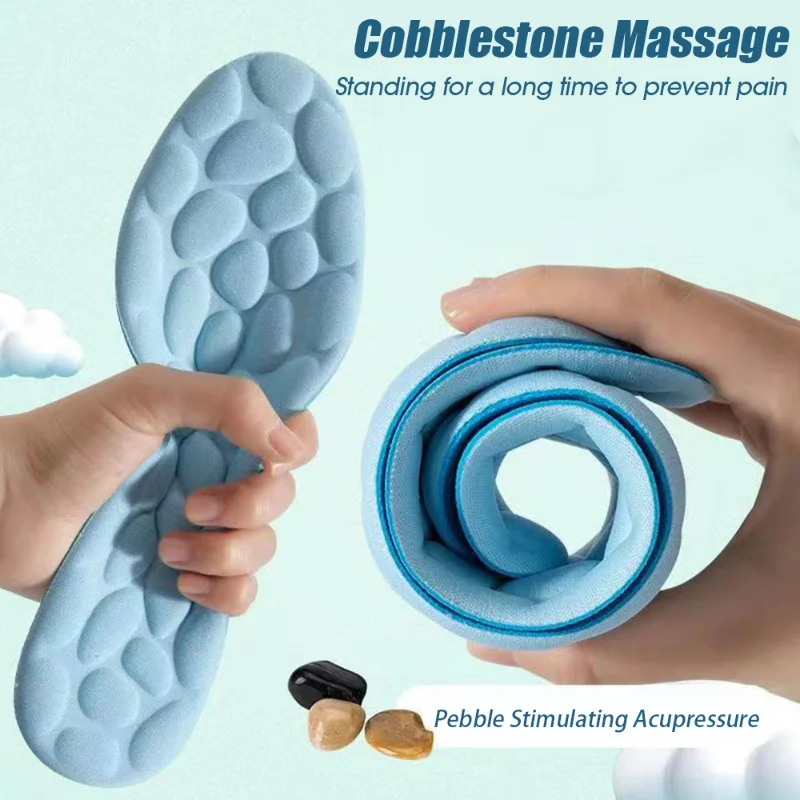 Soft Pebble Massage Insoles for Women Men Memory Foam Breathable Deodorant Sport Running Shoes Sole Cushion Pads Foot Care