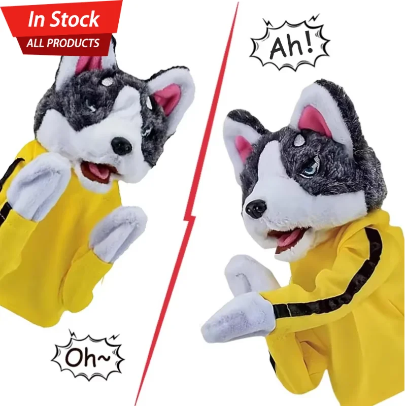 Kid Kung Fu Husky Gloves Toy Fighting Dog Boxing Hand Puppet Hand Finger Plush Doll Interactive Battle 1 2 Playeres Game Party