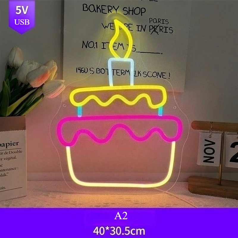 Customized LED Letter Light Signs for Happy Birthday Party Decorations, Festival Decorations, Neon Ambience Lights