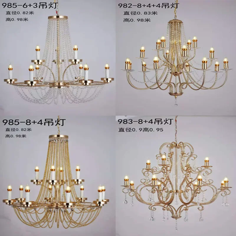 New wedding hall European wrought iron chandelier ceremony pavilion ceiling lighting props crystal chandelier