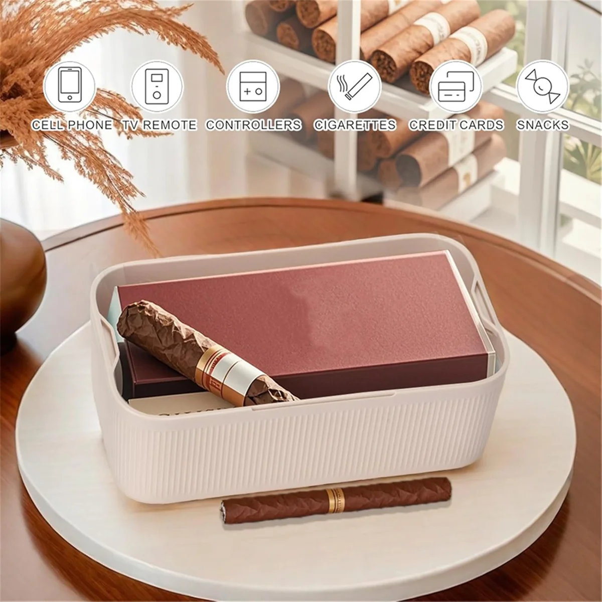 

ABNG Lockable Storage Box, Locking Medicine Box, Cell Phone Locked Jail, Containers Bin for Personal Refrigerator Home Beige