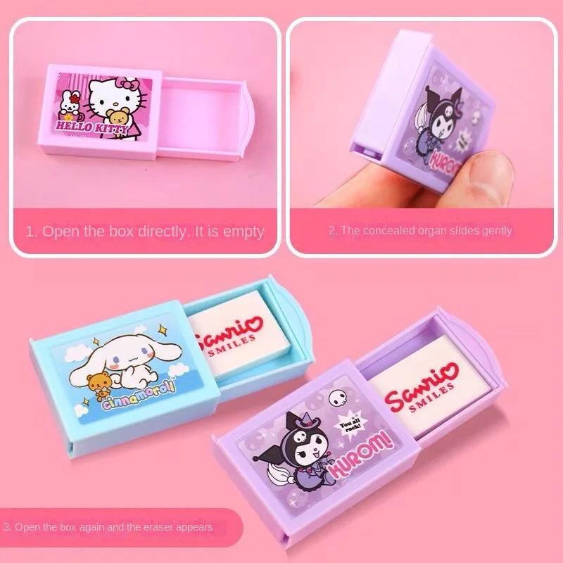 Sanrio Hello Kitty Kuromi My Melody Cinnamoroll Cute Stationery Eraser Student Children Cartoon Small Box School Supplies Gift