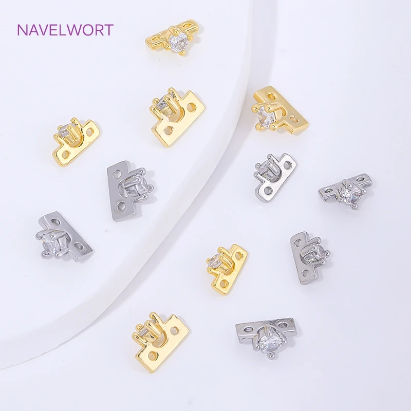 18K Gold Plated Brass 2 Holes Separator Bar,Inlaid Zircon Bead Separators For Bracelets Accessories,DIY Jewelry Materials image 5