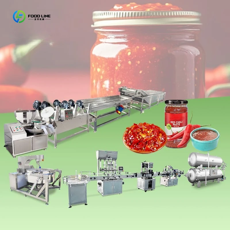 Automatic Large Manufacturing Equipment Chilly Pepper Paste Production Make Chili Sauce Processing Line FL Customized