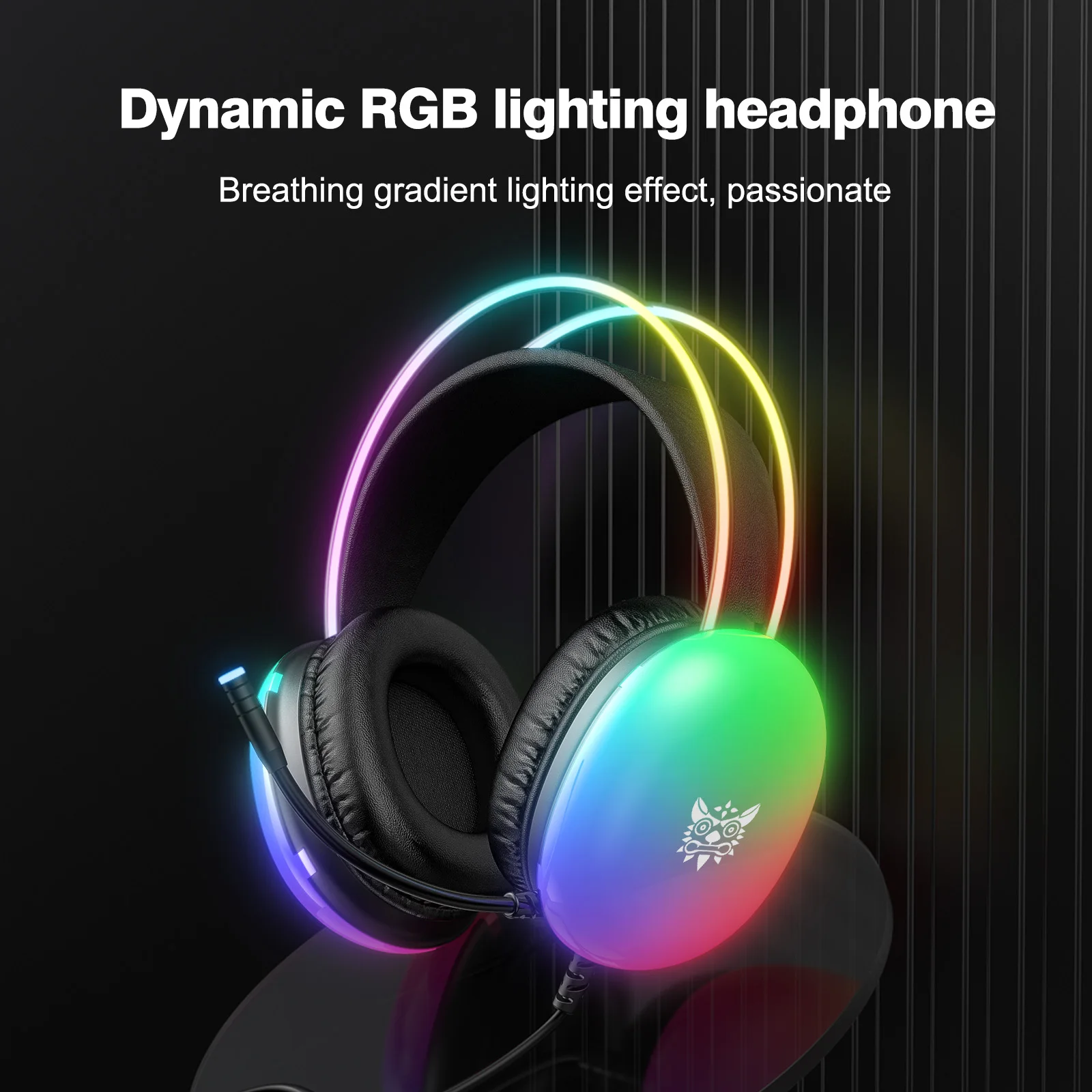 ONIKUMA X25 Wired Headphones with Hanband RGB LED Light Surround Sound Gaming Headset for PC Gamer PS5 Wired Headphone