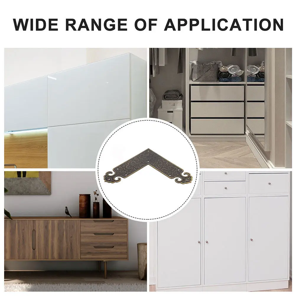 2Pcs Copper Corner Protectors Brass Edge Guards Vintage Furniture L Shaped Decorative Corner Guards for Cabinets Tables