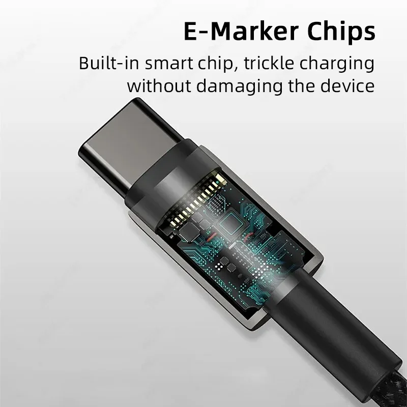 PD 100 واط كابل شحن سريع USB نوع C إلى C شاحن سريع الحبل جديلة السلكية آيفون الهواء 17 16 برو ماكس سامسونج غالاكسي S25 S24