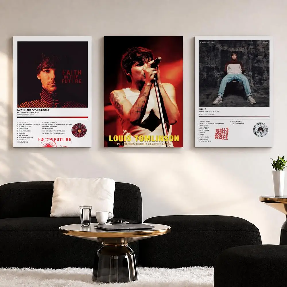 Singer Album L_Louis T_Tomlinson Framed Wall Painting Ready to Hang Canvas Wall Art Poster for Bedroom Living Room Home Decor