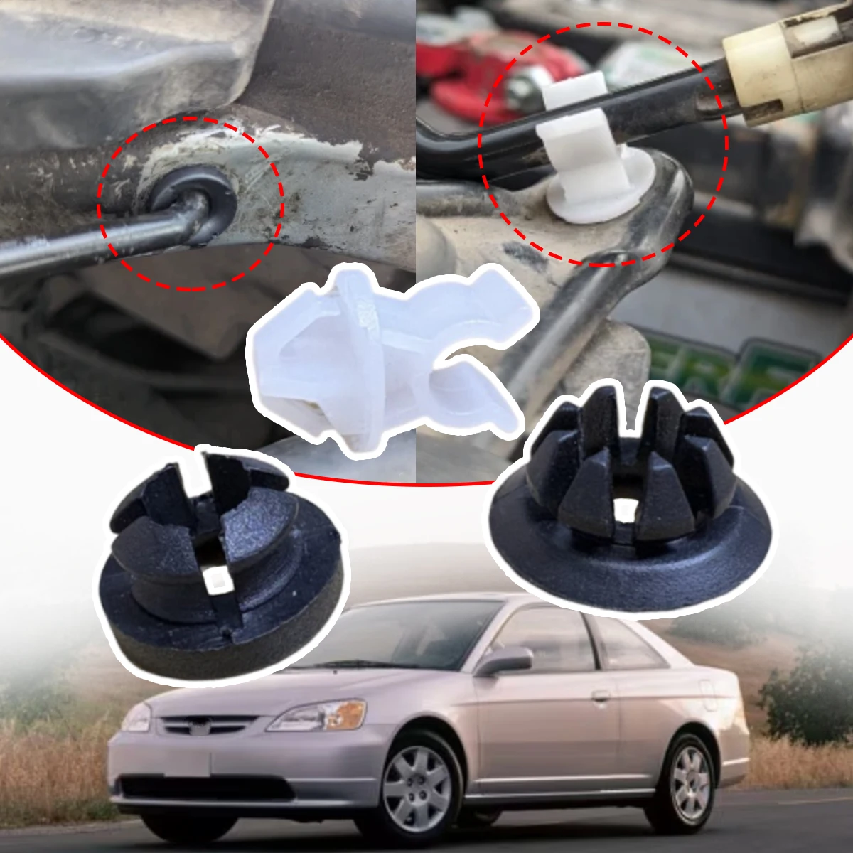 

For Honda Civic EU/ES/EP/EM 2001-2005 Car Hood Bonnet Rod Prop Support Clip Grommet Stay Clamp Fastener Retainer Accessories Kit