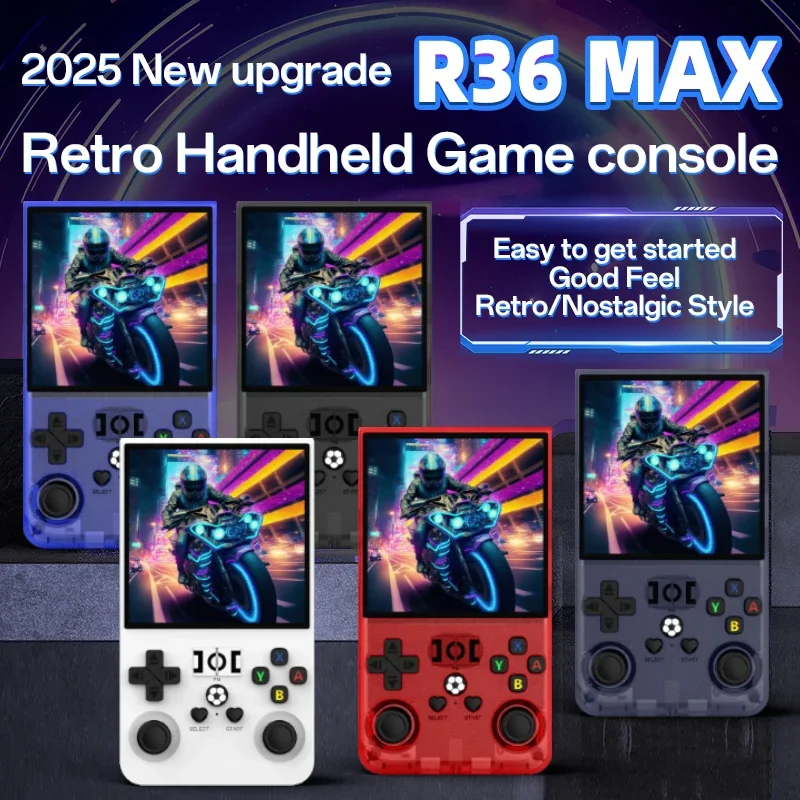 AISLPC 2025 New R36MAX RETRO AISLPC Handheld game console RK3326 chip 64G 128G portable gamer 4'' HD screen game