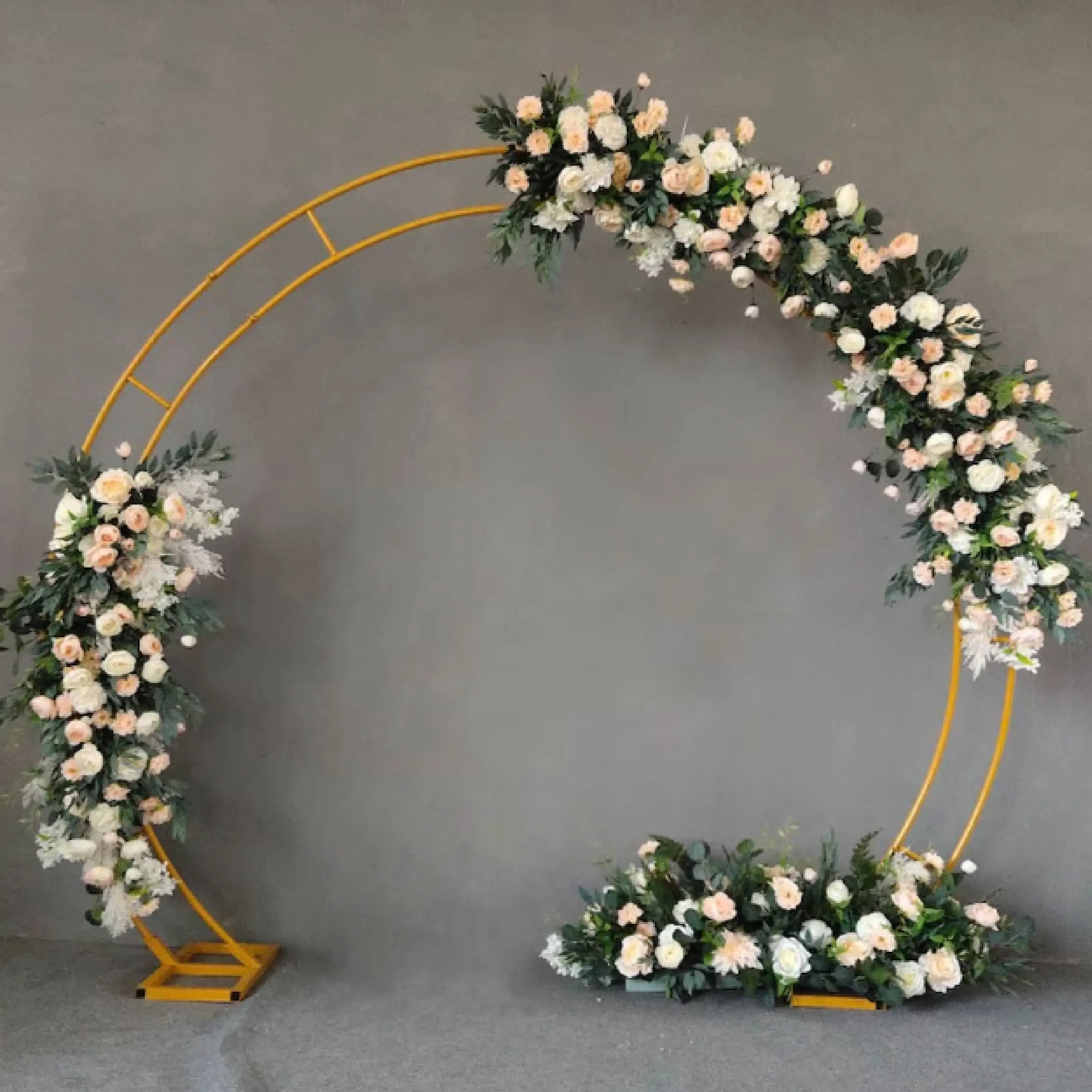 Wedding Decoration Arch Circle Backdrop Metal Stand Double Round Gold Wedding Arch Stand Engagement Ceremony Flower Frame