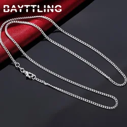 BAYTTLING 925 Sterling Silver 2mm 16/18/20/22/24/26/28/30 Inches Link Chain Necklace For Women Men Fashion Gift Jewelry