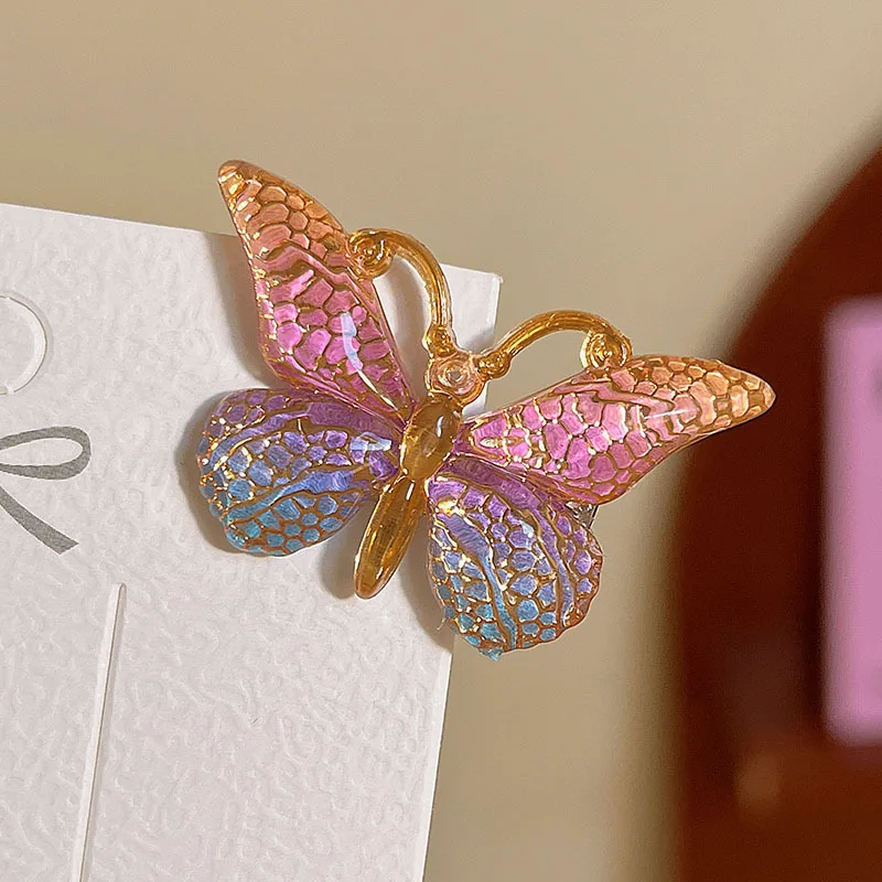 New Hair Clip Children's Two-color Bow Hair Clip Acrylic Gradient Color Cute Fashion Side Shattered Hair Clip Hair Accessories