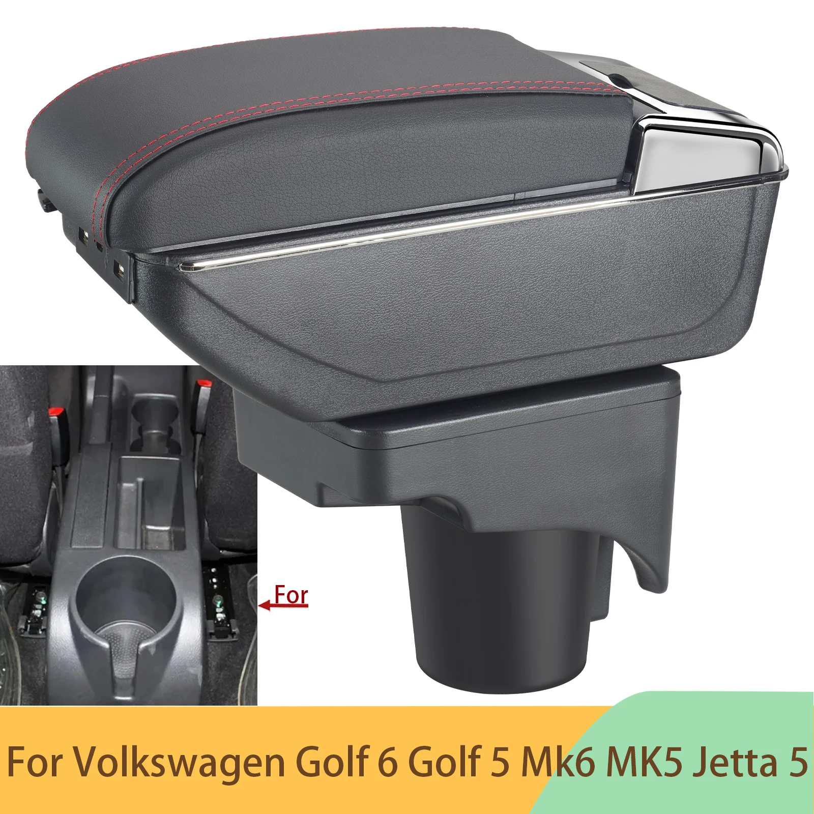 

For Volkswagen Golf 6 Armrest box For VW Golf 6 golf 5 Mk6 MK5 jetta 5 Car Armrest For VW Sagitar Storage Box Interior Retrofit