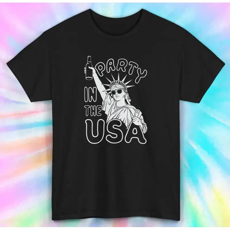 

Party in the USA T Shirt Statue of Liberty Drinking Fun America S 5XL