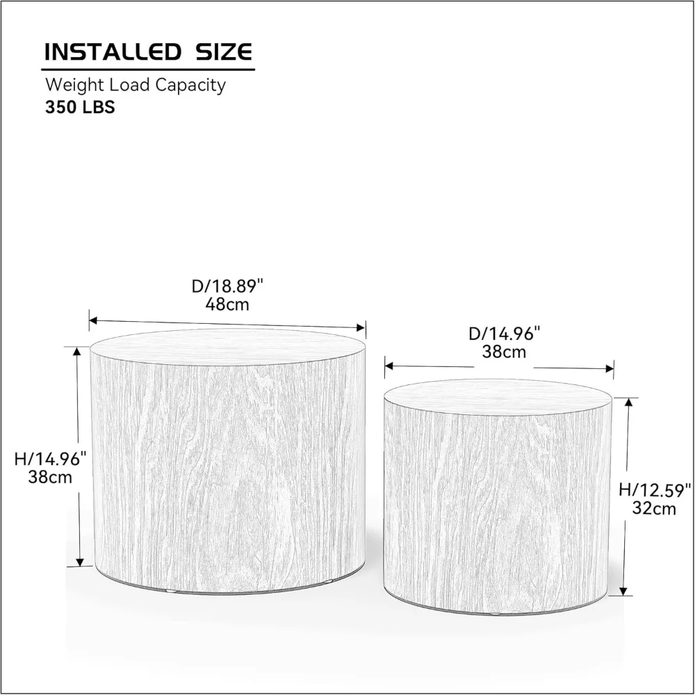 طقم طاولة قهوة متداخلة من خشب البلوط الحديث للمساحات الصغيرة - قطعتان #2