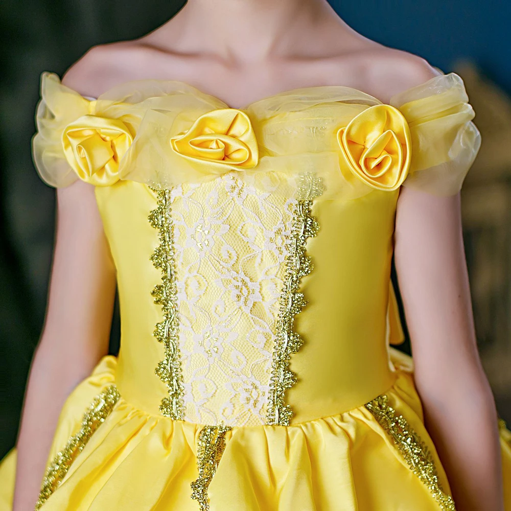 Kids Girls Halloween Cosplay Costume Beauty and the Beast Belle Princess Dress Christmas Party Carnival Outfits Fancy Dresses