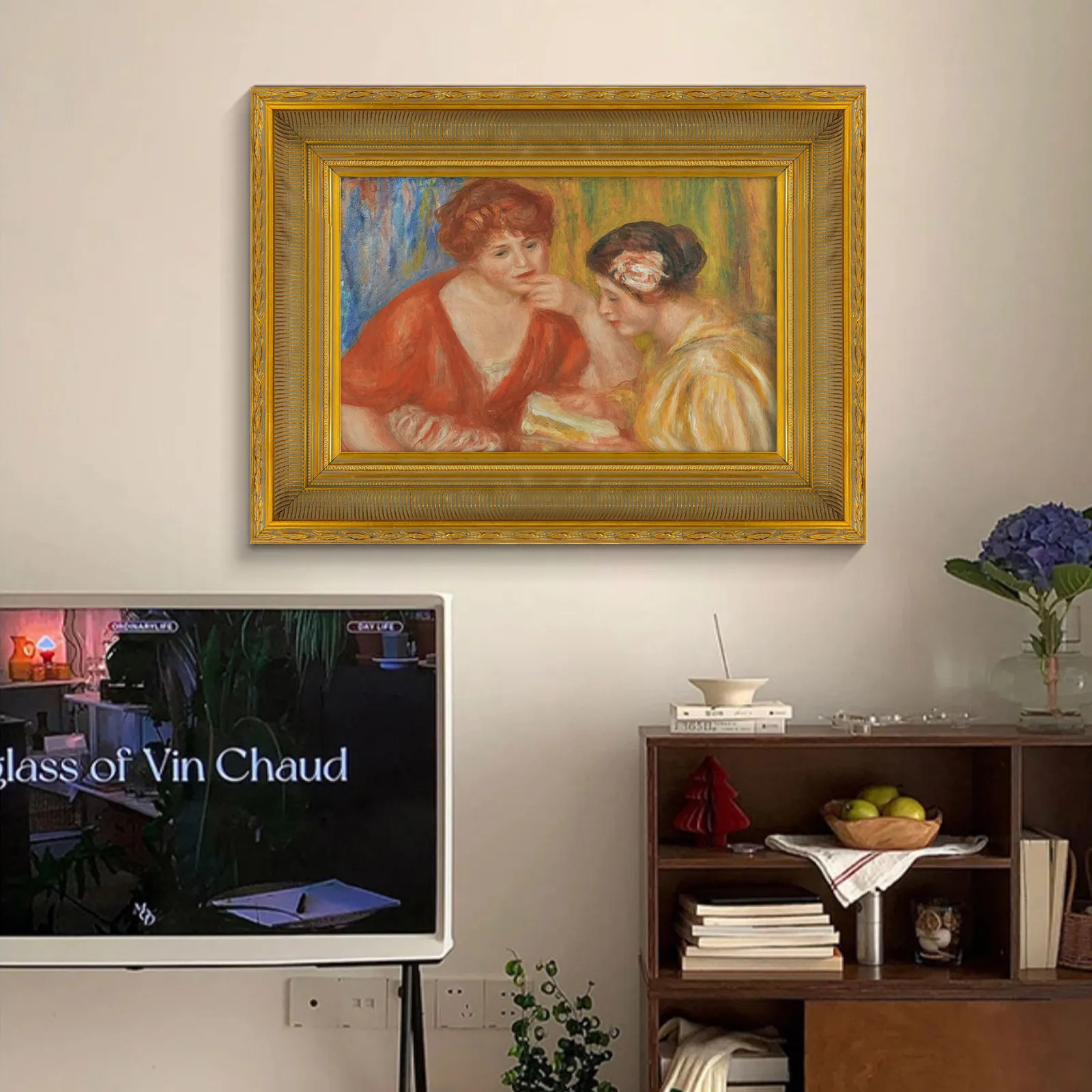 Wide Antique Gold Wood Frame, Neoclassical Radiating Fan Pattern & Leaf Carving for Oil Painting