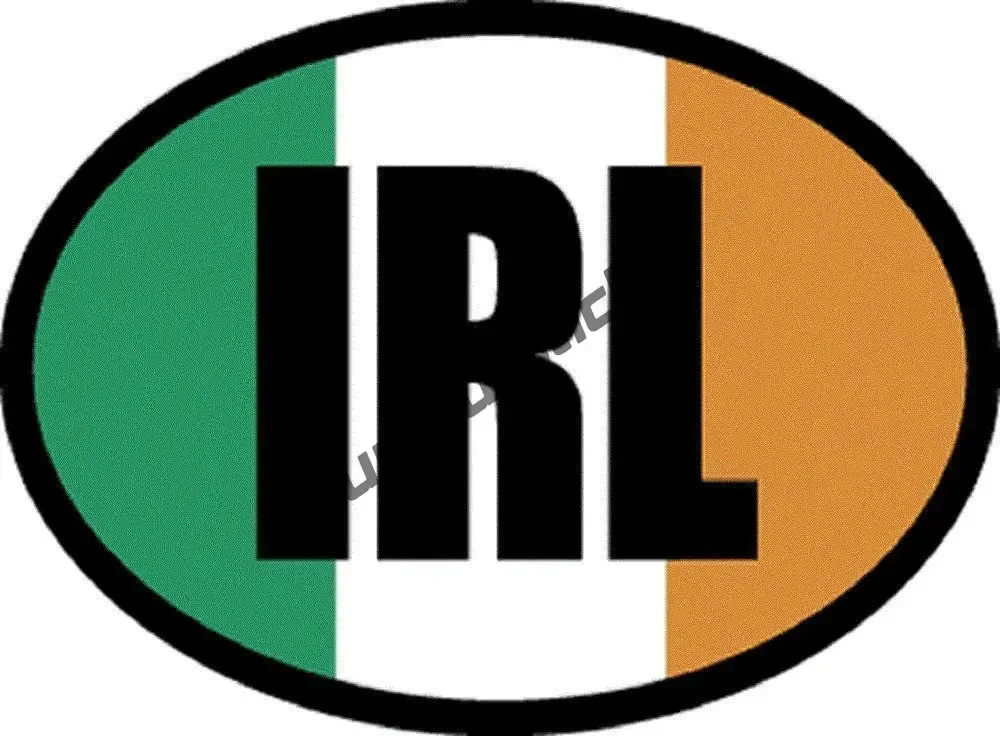 White Ireland Sticker Country Decals Green White and Orange Irish Flag Skull Decal Vinyl Oval IRE Sticker for Cars Truck Laptop