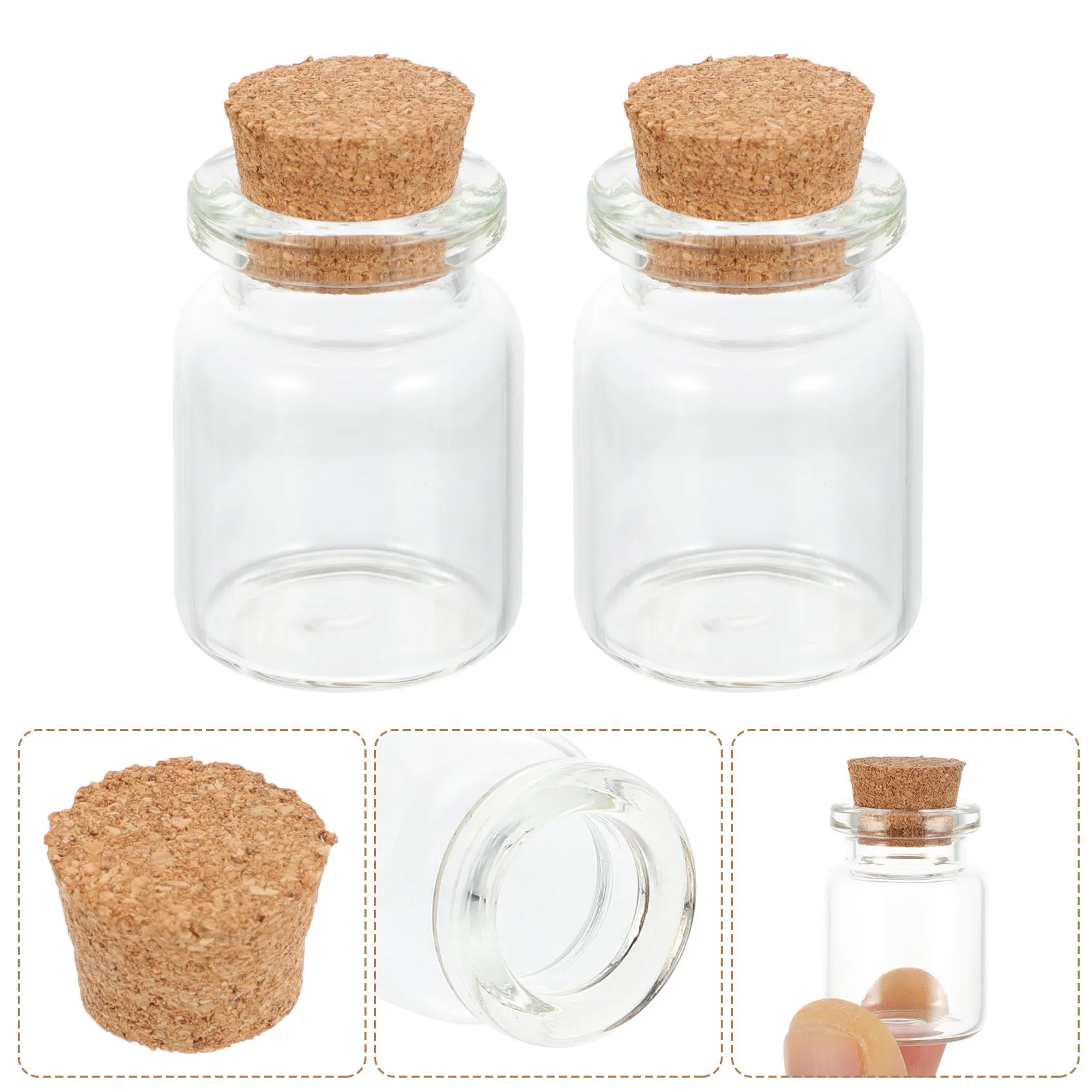 30pcs For Lanugo Teeth Storage Decorative Wishing Mini Cork Decorative Wishing Bottle Glass Drift Bottle Lid Glass Jar