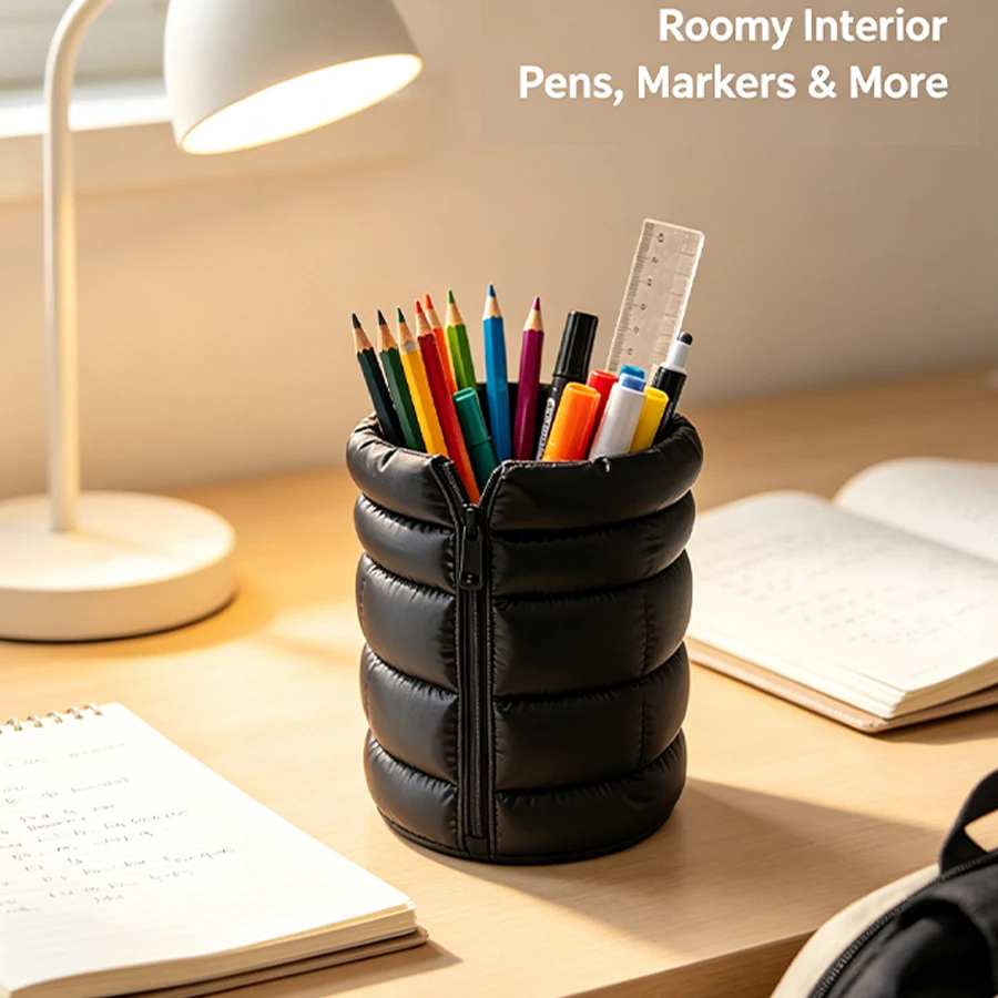 Creative down Jacket-Shaped Pen Holder, Soft Puff Texture Pen Holder, Waterproof Desktop Stationery Organizer, High-Value Desktop Decoration, Gift for Students and Office Workers