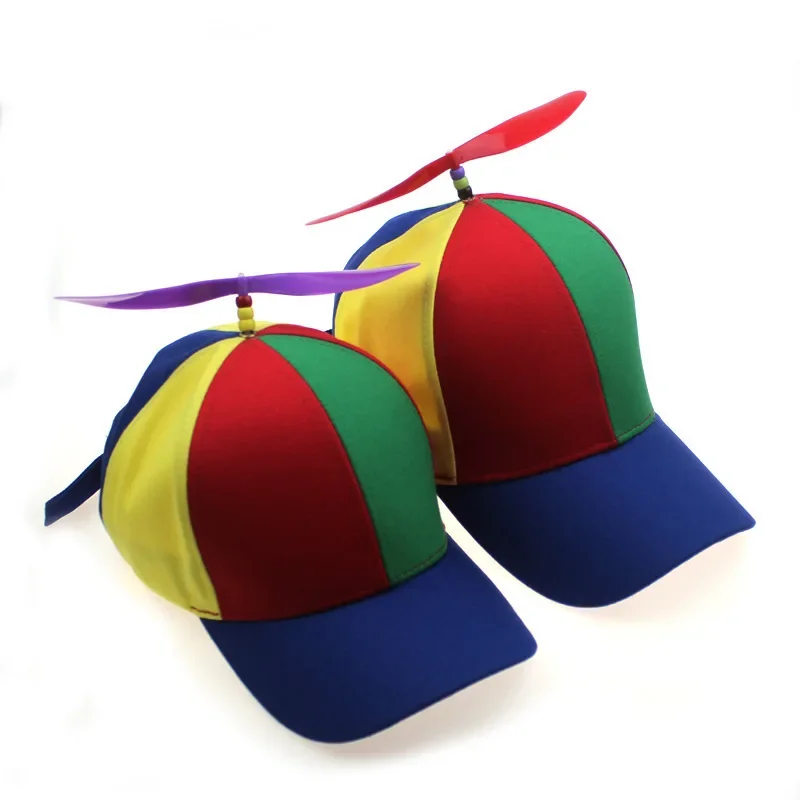 Fashion Colorful Bamboo Dragonfly Patchwork Baseball Cap Adult Kid Helicopter Propeller Funny Cotton Parent-child Snapback Hats view 5