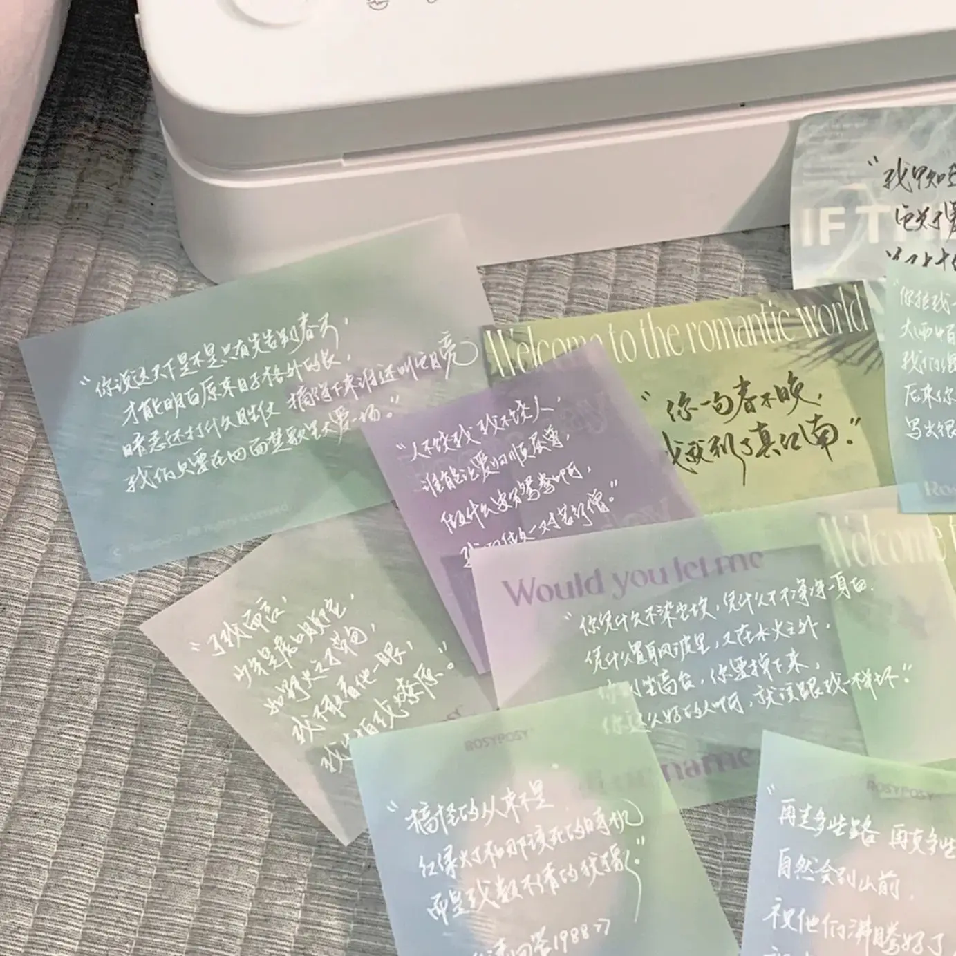 50ssheets Sticky Note Paper, Transparent Sticky Notes, Non-sticky Message Paper Memo Pad Korean Stationery