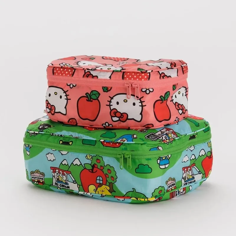 

2pcs Hellokitty Strawberry Pattern Cute Cartoon Kawaii Lightweight Travel Bag Outdoor Travel Clothing Home Storage Bag