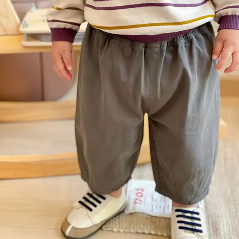 Spring Autumn Baby\'s New Versatile Baby Children\'s Solid Color Closed Casual Pants Loose 1-5Y Baby Pants