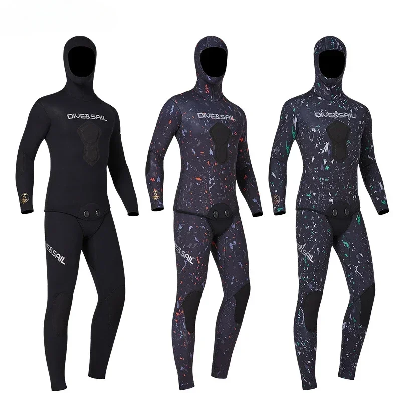 Premium Wetsuit 5mm 7MM Men CR Neoprene Open Cell  Spearfishing Diving Suit Camouflage Camo Hooded Free  Scuba Dive