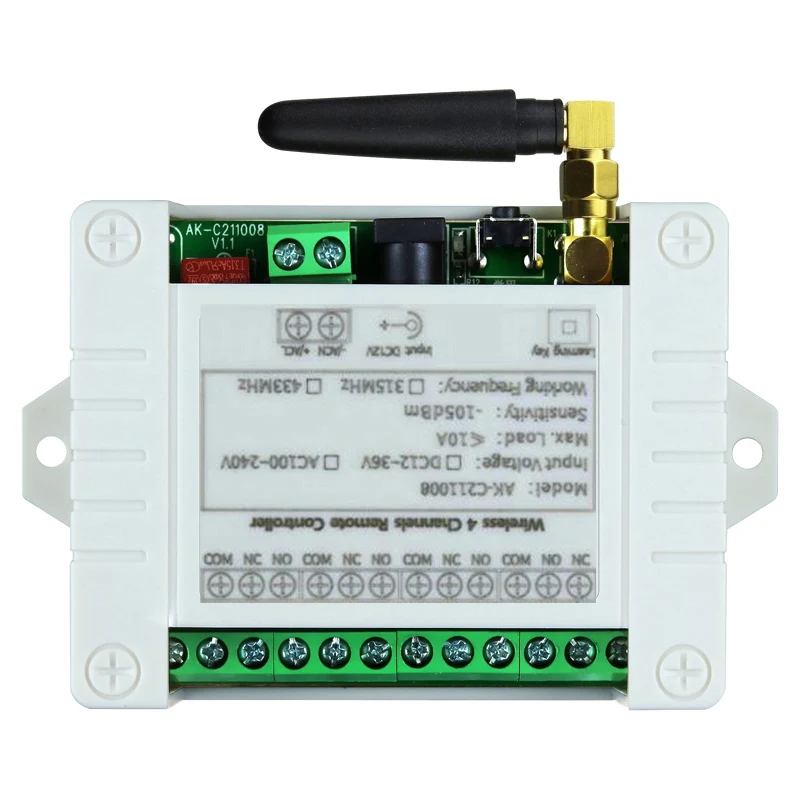 2000m DC12V 24V 36V 4CH Wireless Remote Control LED Light Switch Relay Output Radio RF Transmitter & 433 MHz Receiver For garage