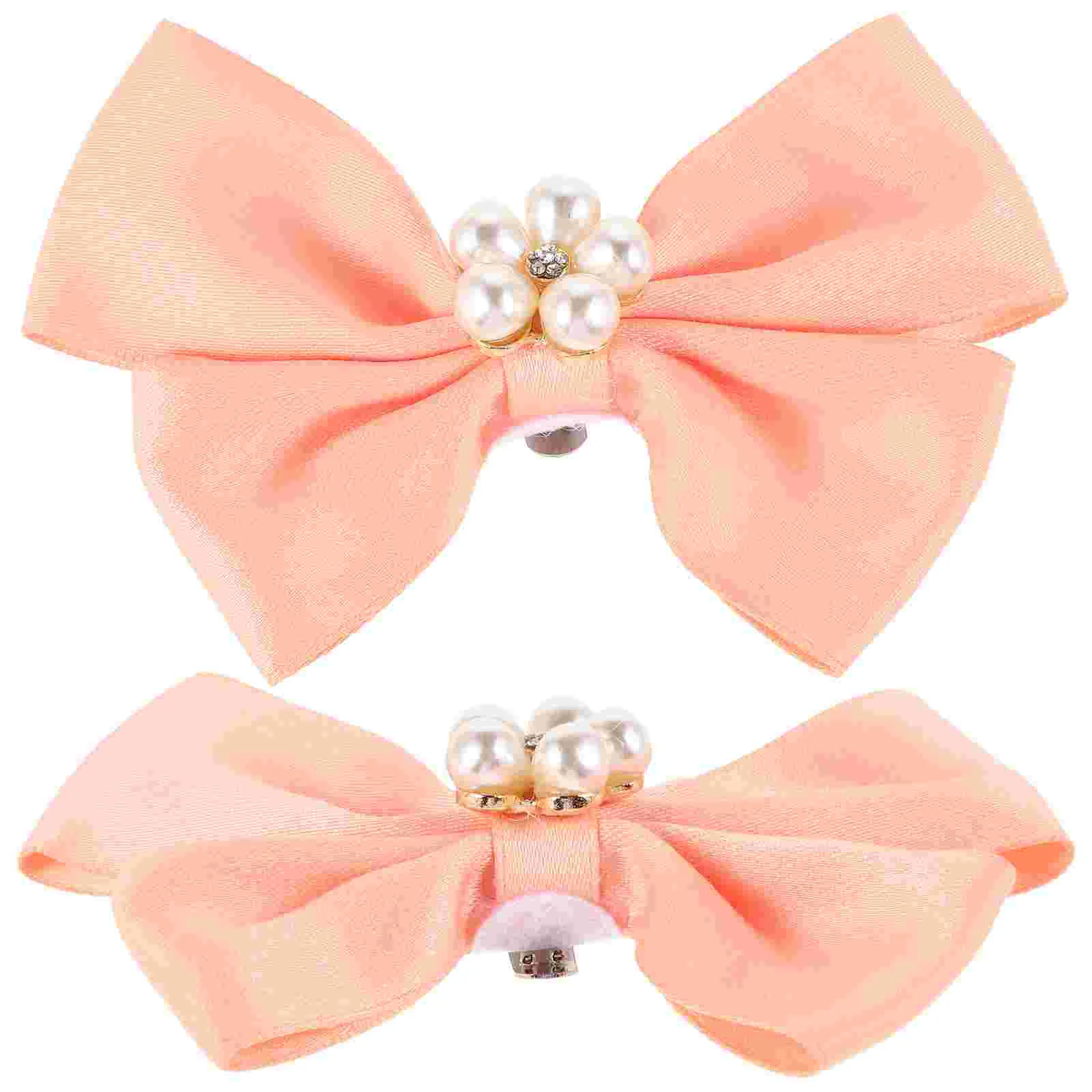 

2 Pcs Bow Shoe Buckle Clips Buckles Accessories Pearl Imitation Pearls Zinc Alloy Bowknot Bride Removable Decorations Bows