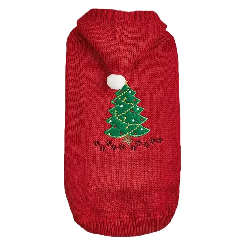 

Puppy Christmas Sweater Pet Warm Clothes With Hat And Christmas Tree Pattern Pet Apparel Dog Sweater For Small Medium Dogs
