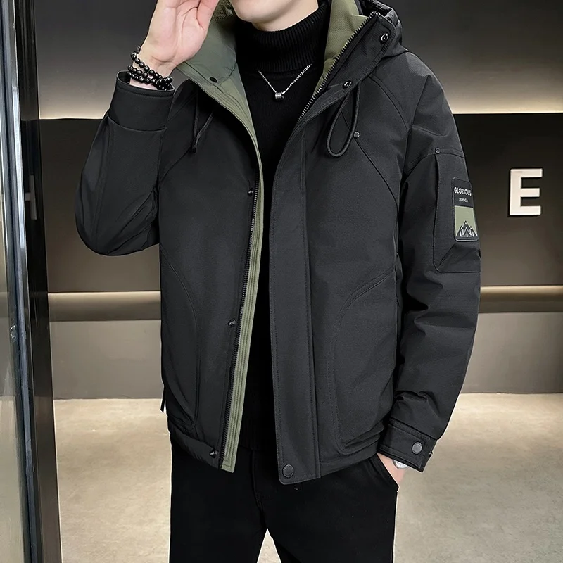 

Men's Thiened down Jaet 2025 New Autumn Winter Loose Casual Outdoor Hooded Coat Faion Urban Sle Polyester Fiber
