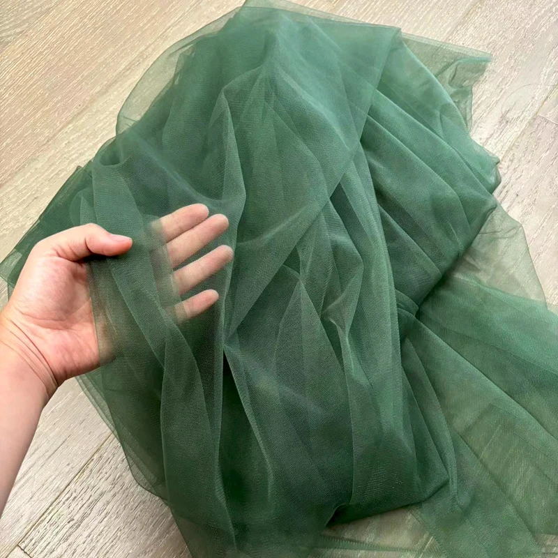 Dark Green Soft Tulle Fabric Wedding Celebration Curtain Clothing Mesh Layout Chair Back Yarn DIY Handmade Sewing Material