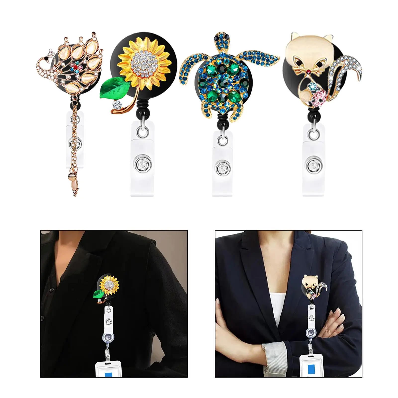 Retractable Badge Holder with Clip Name Card Holder for Volunteers Female Staff Nurses Nursing Office Workers Employees Teachers