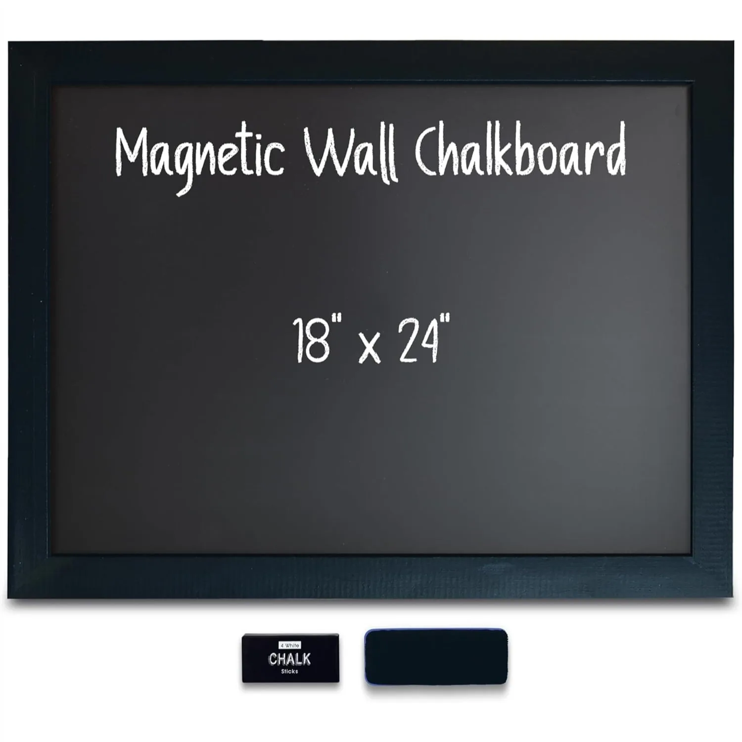 

Magnetic Wall Chalkboard 18x24 Inch with Rustic Wood Frame, Includes Chalk & Eraser for Home Office Restaurant