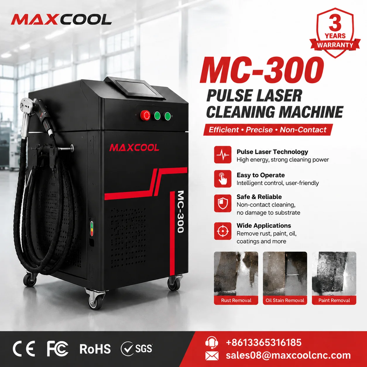 ACCTEK Portable Luggage MOPA Laser Cleaner Pulse Laser Cleaning Machine 100W-500W for Metal Wood Stone Rust Paint Graffiti Remov