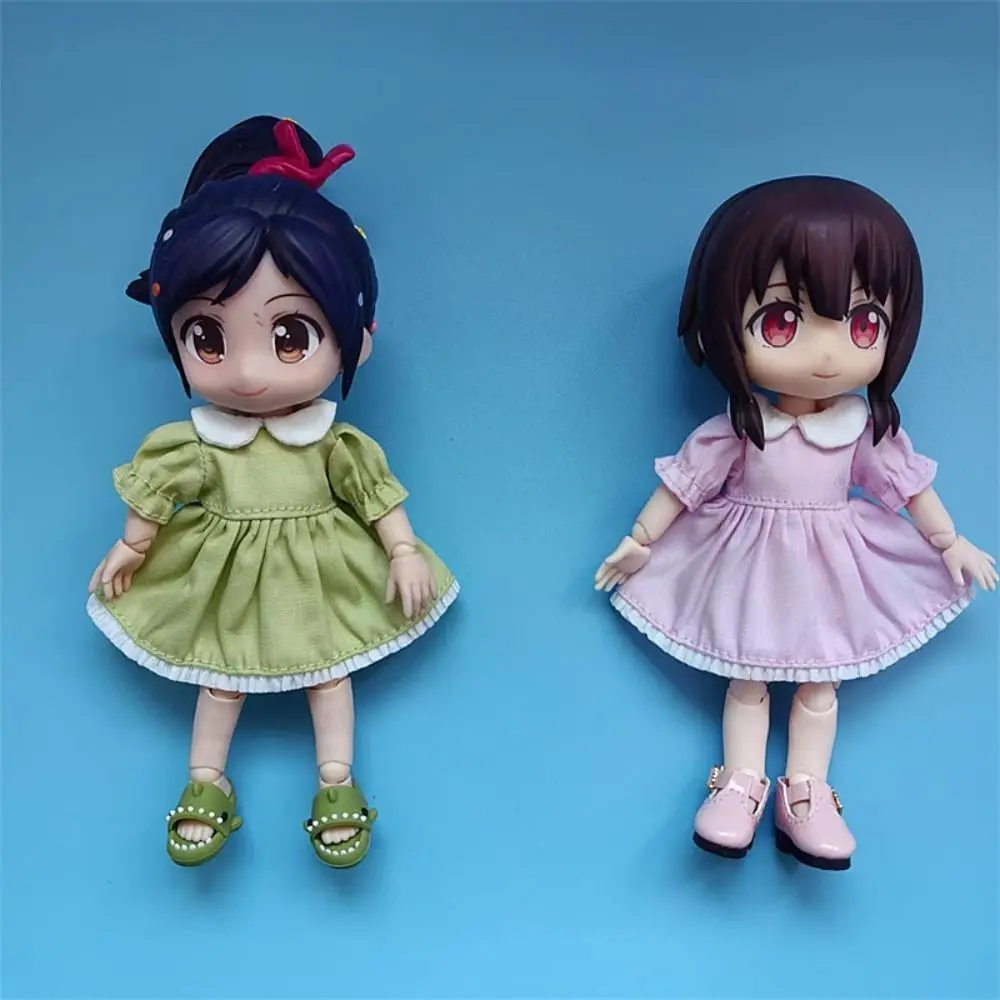 새로운 수제 순수 컬러 드레스 패션 액세서리 인형 옷 스커트 6 스타일 퍼프 슬리브 인형 탑 1/11 OB11 인형/1/12 BJD