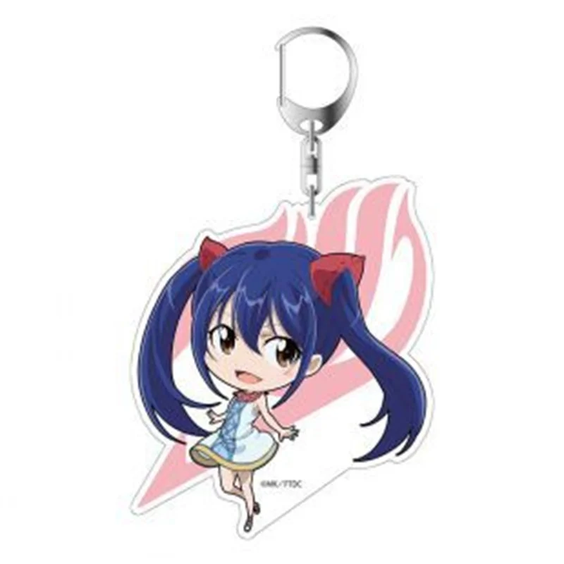 Anime Keychain Jewelry Fairy Tail Pendant Key Ring 5 Colors Charms Acrylic Key Chain Wizard Dancing Llaveros Porte Clef Men Gift