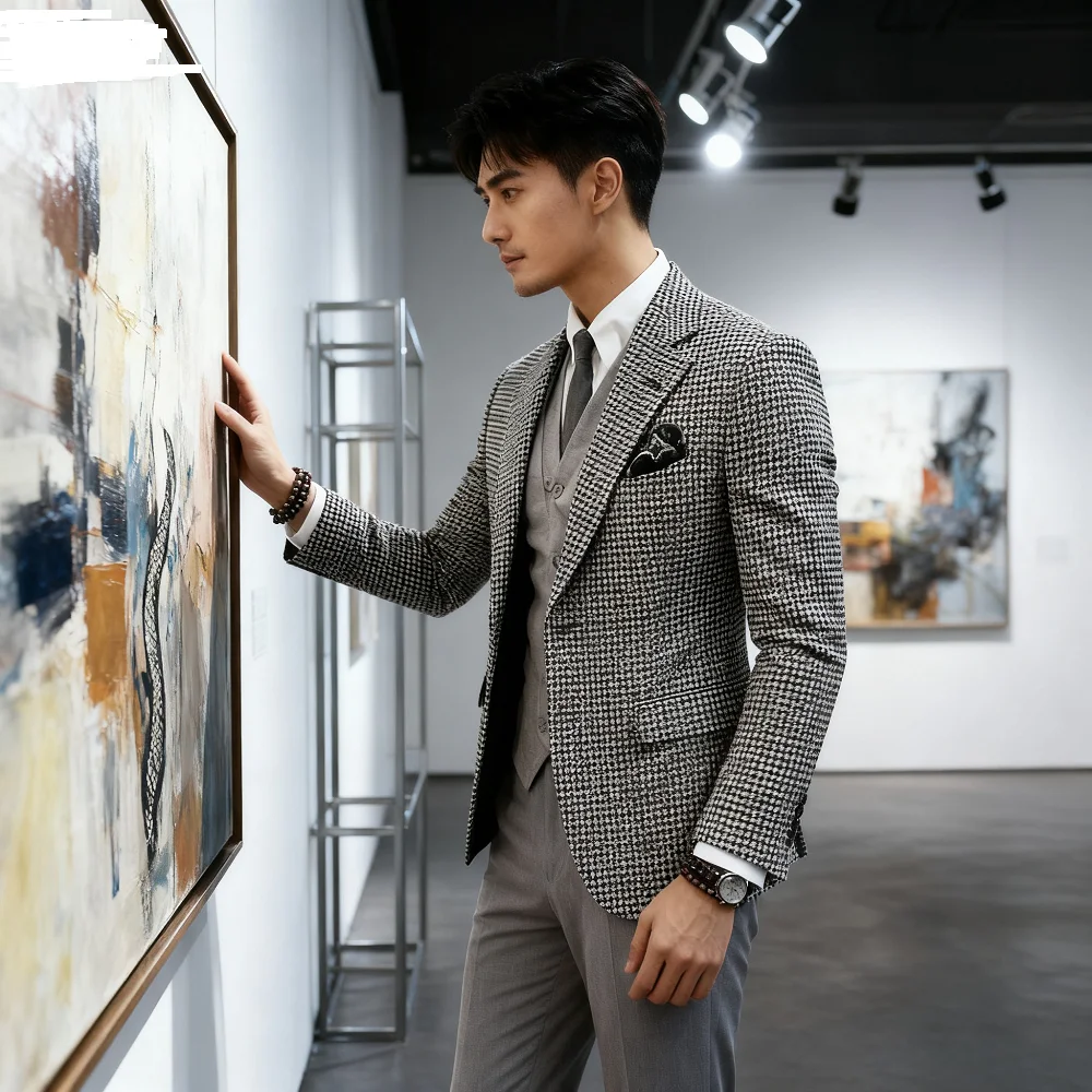 

Men's Solid Style Blazer Smart Casual Wedding Business Tuxedo Jacket Formal Best Man Dress Suit Jacket